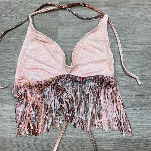 L Space Audrey Fringe Bikini Top Women's S Festival Boho - Picture 2 of 6